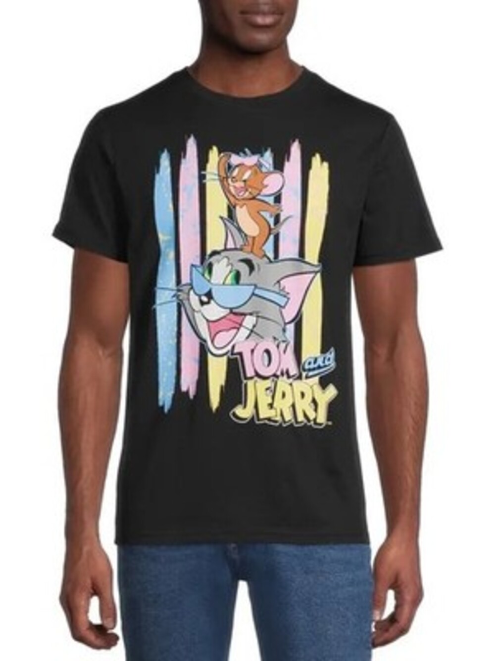 Gildan Tom Jerry 90s Pastel Sunglasses TJ Short Sleeve T-Shirt Men's L Black